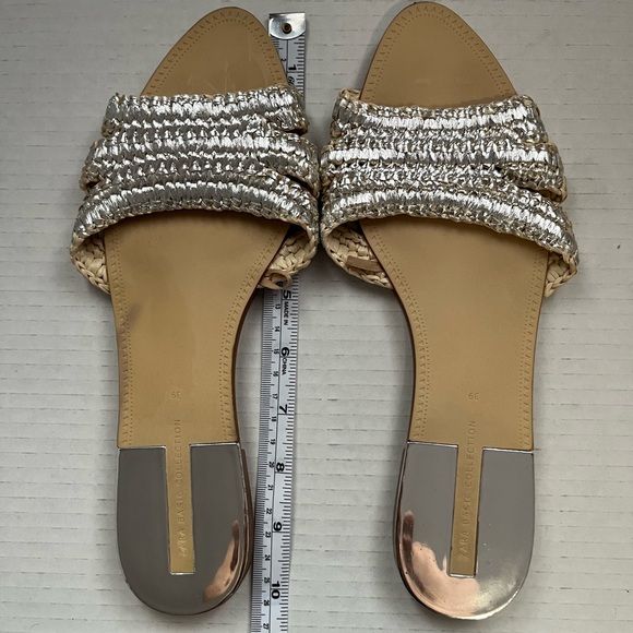 ZARA SILVER-TONED FABRIC SLIDES - Picture 3 of 6